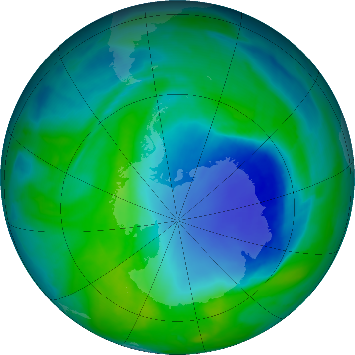 Antarctic ozone map for 04 December 2008